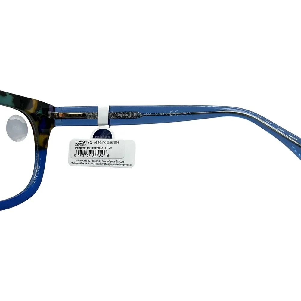 Peepers Showbiz Blue Light Reading Glasses +1.75 Peepfetti Tortoise Blue 3259175
